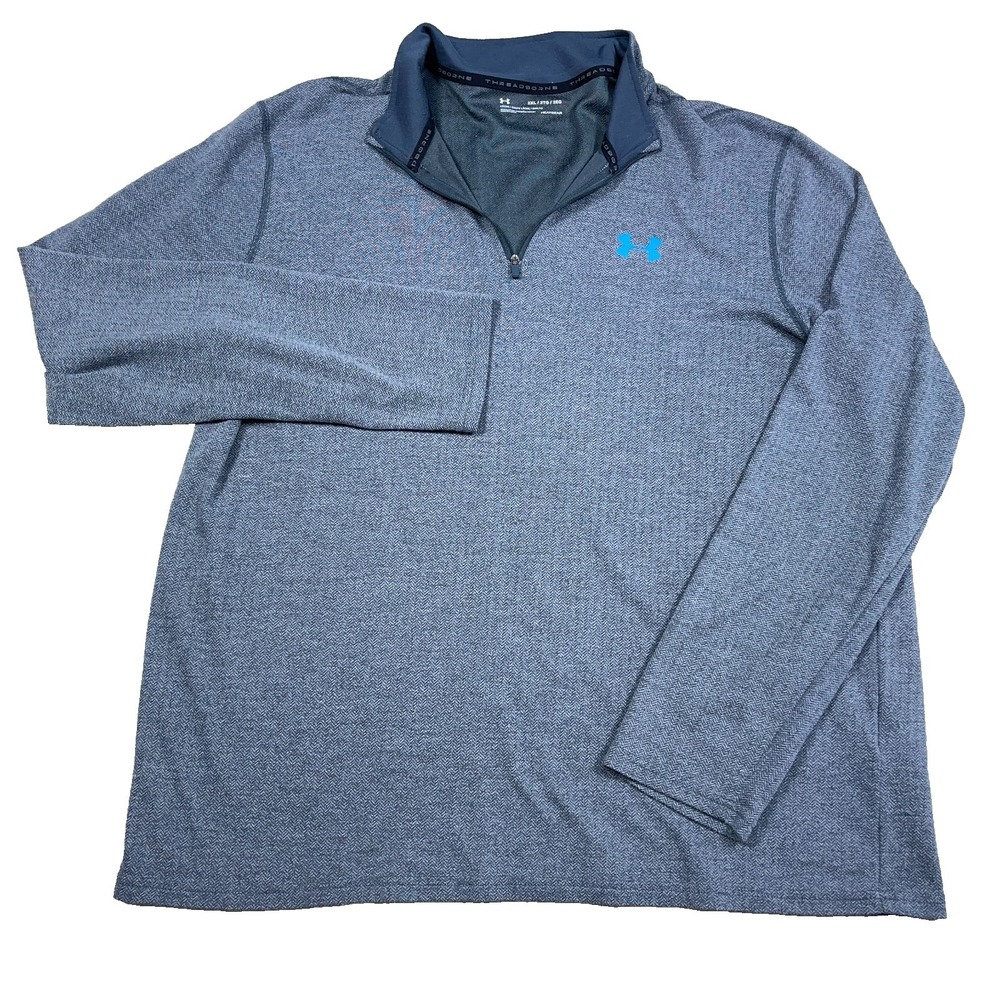 Under Armour Shirt Men XXL 2XL Gray Pullover 1/4 Zip Threadborne Thin Sweater